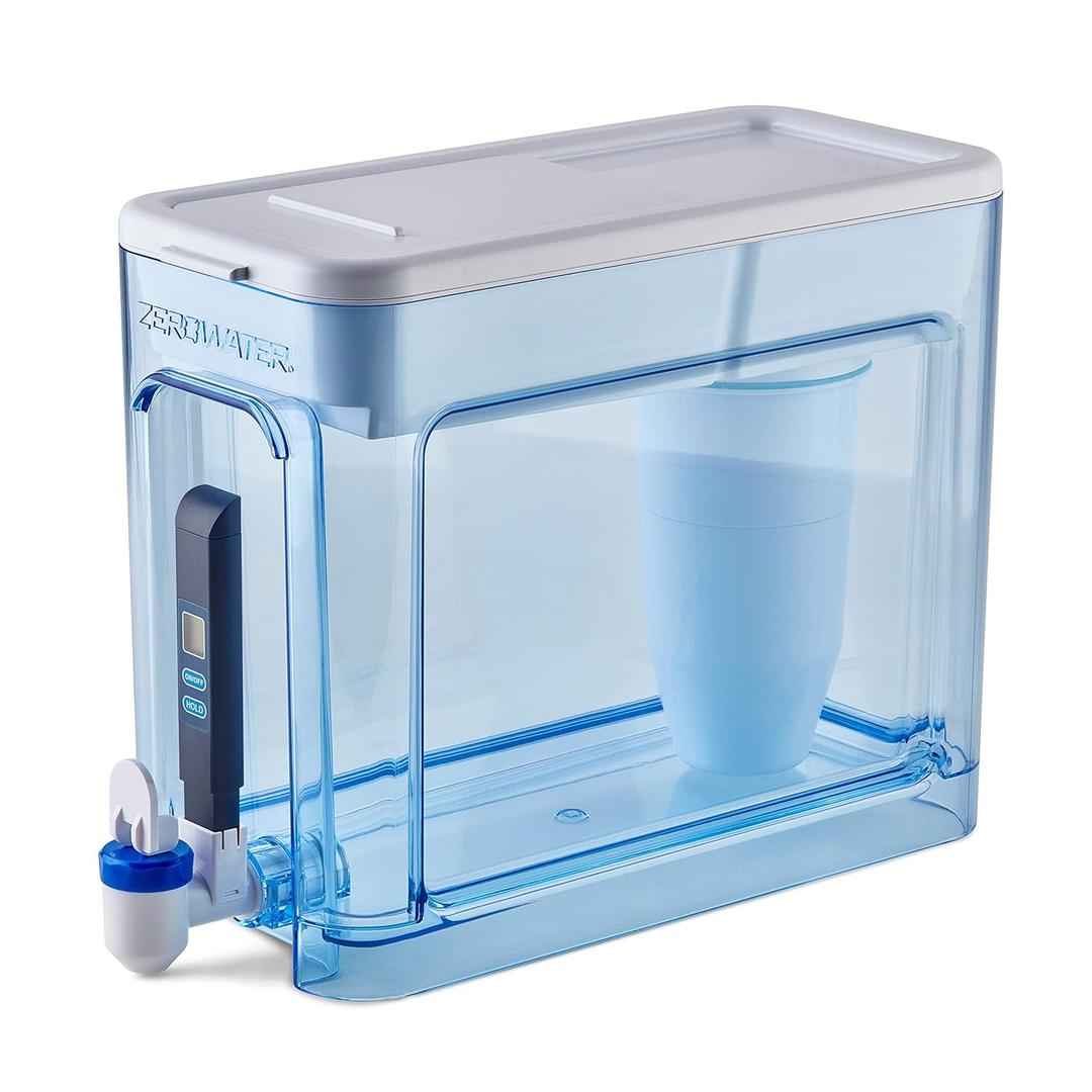 ZeroWater 32-Cup 5-Stage Water Filter Dispenser with Instant Read Out - 0 TDS for Improved Tap Water Taste - IAPMO Certified to Reduce Lead, Chromium, and PFOA/PFOS