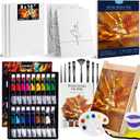 koseibal Acrylic Paint Set for Adults & Kids - 37PCS Art Painting Supplies Kit with 18 Colors Acrylic Paint, 8 Paint Brushes,6 Canvas Panels, Wooden Easel,Palette, Painting Pad