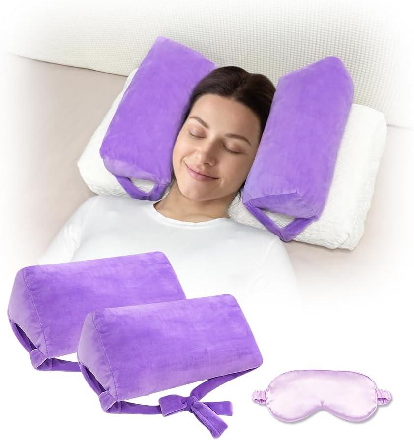 AOSSA Anti Aging Pillow for Women, Anti Wrinkle Face Beauty Pillow, Head Stabilizer, Back Sleep Training Face Up Head Positioning, Wrinkle Prevention for Face Post Surgery Support for Sleeping Upright (Purple)