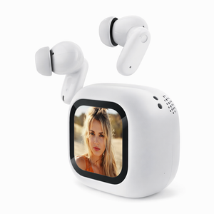 True Wireless White Earbuds with LCD Case