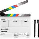 ALLZEDREAM Acrylic Directors Clapboard Film Clapper Board Cut Action Scene Slates with 2 Dry Erase Whiteboard Pens, Multicolor