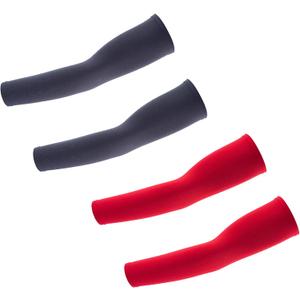UV Protection Cooling Arm Sleeves - Arm Warmers Sun Protective Tattoo Sleeves for Men Women (Red + Dark Gray)