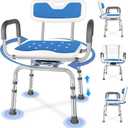 Swivel Shower Chair Height Adjustable Swivel Shower Chair for Inside Shower,Rotating Shower Chair with Arms and Back for Elderly and Disabled,Supports up to 400LBS