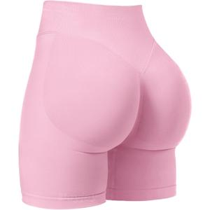 VOYJOY Women Workout Impact Shorts 2.5"/ 3.6"/ 4.5"/ 6" Scrunch Butt Lifting Gym Seamless Booty Biker Shorts (Pink, XL)