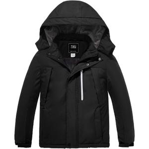 ZSHOW Boys' Ski Coat Windproof Hooded Winter Parka Waterproof Snowboarding Coat (Black,14-16)