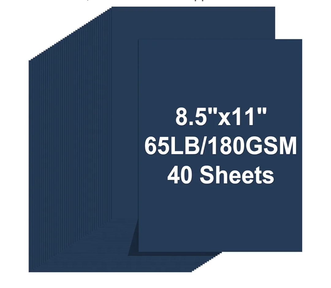 Cardstock 8.5 X 11, 40 Sheets Dark Blue Card Stock, 65lb/ 180gsm Copy Paper, Cardstock Printer Paper For Art, Painting, Invitations, DIY Cards, Craft, Construction, School & Office Supplies