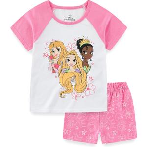 Disney Princess Frozen Minnie Mouse Girls Short Sleeve T-Shirt and French Terry Shorts Set for Toddlers to Big Kids, 6X