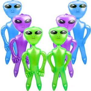6 Pack 35 Inch Inflatable Alien Blow Up Toys for Birthday Party Favors Alien Theme Halloween Party Supplies (Green,Purple,Blue)