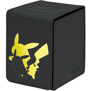 Ultra Pro Elite Series: Pikachu Alcove Flip Deck Box - Premium Leatherette Magic for 100 Double-Sleeved Pokemon Cards & Magic the Gathering - Magnetic Closure & Humor for Trading Card Fans!