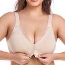 PRETTYWELL Front Closure Bras for Women no Underwire Padded Wireless Comfort Full Coverage Bra with Support Adjustable Mastectomy Bra Black XL (XL)