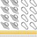 8 Pack 2.31 Inches Pad Eye Hooks,304 Stainless Steel Pad Eye Hanging Hooks for Porch Swing Hang, Heavy Duty Hanging Hardware with Screws for Outdoor/Indoor Use. Sliver