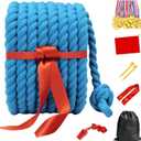 40FT Tug of War Rope for Summer Games, Natural Twisted Cotton Rope Outdoors Yard Backyard Camping Lawn Game for Team Building Activities Field Day Family Reunion Birthday Party