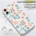 for iPhone 12 Case Fashion Flower Slim Soft Liquid Silicone Rubber Phone Cover for iPhone 12 6.1 inch, Leaf White