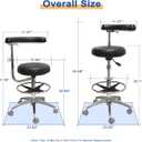Round Rolling Stool with Seat and Footrest Dental Chair with Rotatable Armrests for Dentist Office Shop Home