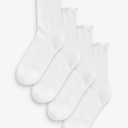 White Frill Top Cushion Sole Ankle Socks 4 Pack
5" foot