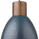 ELYONA Hammered Pendant Light for Kitchen Island, 10.2 Metal Solid Wood Bar Hanging Lamp, Adjustable Height Industrial Pendant Lighting for Dining Room, Bedroom, Bar, Office, Modern Blue (Medium)