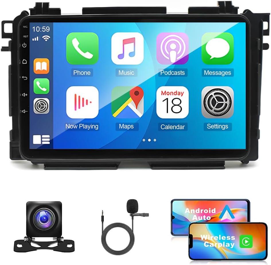 Android 13 Car Stereo for Honda Vezel HRV 2014-2019 with Wireless Carplay & Android Auto, 5G WiFi, 9" 1080P Touch Screen GPS Navi Head Unit, FM Radio, Bluetooth 5.0, Mirrorlink,2GB+32GB