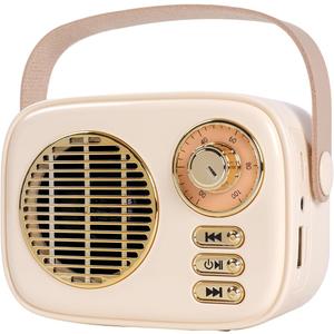 Retro Bluetooth Speaker,Vintage Decor,Mini Wireless Bluetooth Speaker,Gifts for Women Men Teenage Girls,Cute Portable Old Fashion Style for Kitchen Desk Bedroom Office Party (Beige)