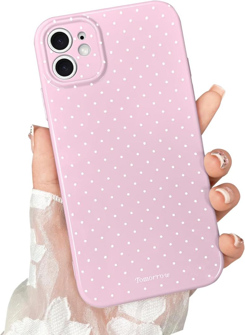 2 x Compatible with iPhone 12 Case with Cute Fashion Polka Dot Aesthetics Design, Raised Lens Edge Protection, Stylish Slim Soft TPU Protective Cover for iPhone 12, Purple