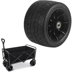 6 Inch PU Replacement Wheel With Double Bearings For Folding Wagon Cart, All-Terrain Tire 550Lb Load Capacity, Compatible With Garden Carts