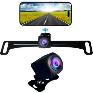 WiFi Backup Camera, Strong 5G WiFi HD1080P Clear Picture, Wide Angle Rear View Reverse Back up Camera, Night Vision Waterproof License Plate Reversing Rearview Camera for Car SUV Pickup iPhone