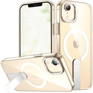 For iPhone XR Case Compatible with Magsafe, Built-in Invisible Stand [Military Drop Protection] Strong Magnetic Shockproof Slim Protective Phone Case Cover for iPhone XR 6.1 (Clear)
