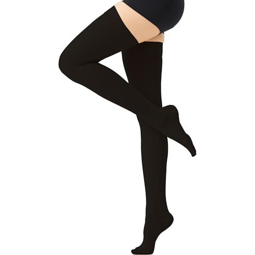 Thigh High Compression Stockings for Women and Men, 20-30 mmHg Medical Compression Socks, Closed Toe, Dot Top, Graduated Support Hoses for Leg Fatigue, Varicose Veins, Swelling. Size Large
