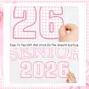 Sursurprise Bow Senior 2026 Decal Sign Sticker for Balloon Arch Backdrop Photography Background Wall Decor, Pink Bow Senior Night Decorations, Class of 2026 Graduation Party Supplies