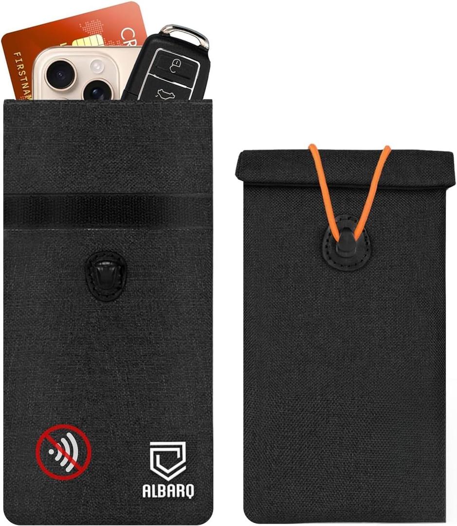 Premium EMF Blocker Case For Cell Phone Protection Size 8inx4in Fits All Smartphones Anti Shield Sleeve Pouch Cover Fabric Faraday Bags For Phones SmartDot 5G RF Car Key Fob Signal data Blocking Black