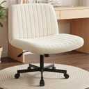 Orange Factory Criss Cross Chair Wheels Wide Cross Legged Office Desk Vanity Chair Comfy Fabric Armless Adjustable Swivel for Home Computer Task (Beige Wheel, Fabric)