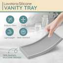 Silicone Countertop Tray  Large 11.8 Bathroom Vanity Organizer for Soap Dispenser, Lotion Bottles, Perfume, Candles, Keys  Shatterproof Sink Tray (Single - Large (11.8" x 5" x 0.7"), Gray)