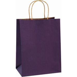 BagDream Gift Bags 8x4.25x10.5 Inches 100Pcs Purple Kraft Paper Bags with Handles Bulk, for Shopping, Retail, Merchandise, Party Favor, Craft, 100% Recyclable Paper Gift Sacks