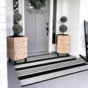 OJIA Black & White Outdoor Rug 3x5 Cotton Hand-Woven Striped Porch Rugs Machine Washable Entryway Rug Indoor Outdoor Area Rug Front Door Rug Floor Mat for Farmhouse/Living Room/Home Entrance