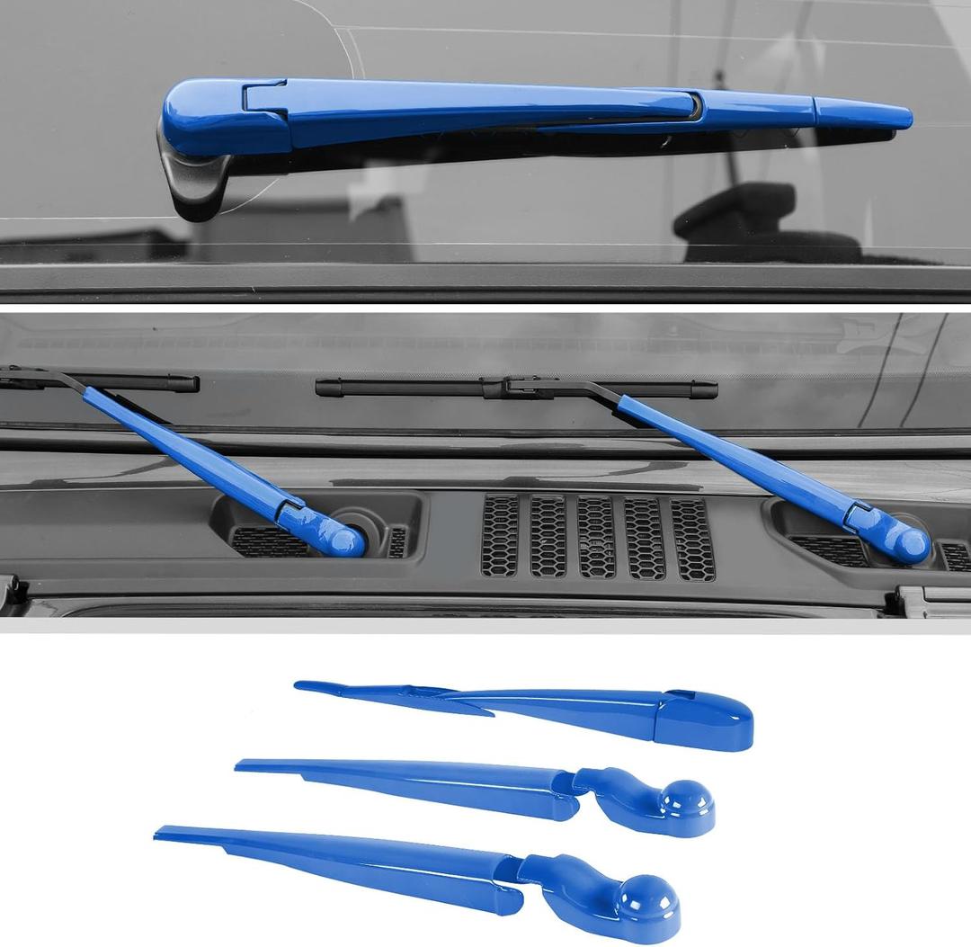 JWWY Windshield Wipers Arm Cover Trim Front Window Wiper Cover for Jeep Wrangler JL JLU & Gladiator JT 4xe 2018-2025 Exterior Accessories 8PCS Blue