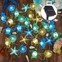 Coastal Solar String Lights Outdoor Garden Lights Marine Life Solar Fairy Garden Lights for Outside 14ft 40LED Waterproof Turtle Seahorse Starfish Clam Beach House Nautical String Lights Yard Decor, Under the sea
