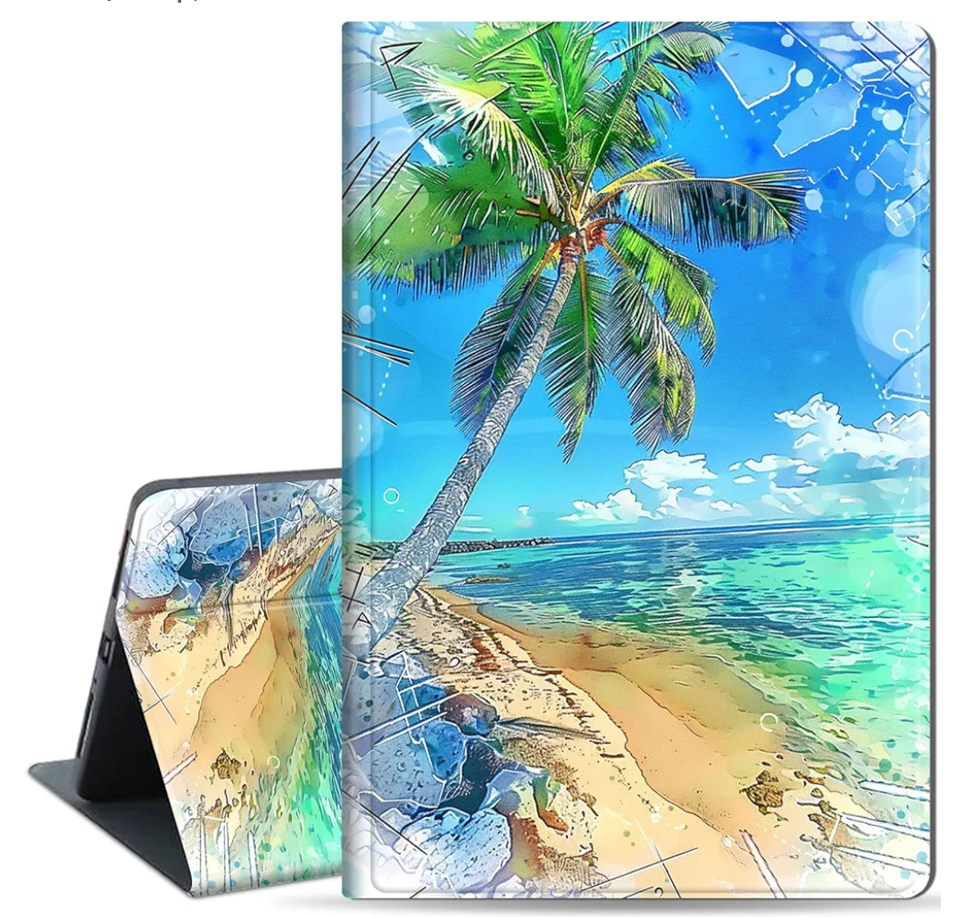Case for Kindle Fire HD 10 & 10 Plus Tablet (11th Generation, 2021 Release) 10.1", Slim PU Leather Folio Stand Cover with Auto Wake/Sleep, Palm Tree