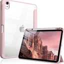 Case for iPad (A16) 11th Generation 11 Inch 2025, iPad 10th Generation Case 10.9 Inch 2022 with Pencil Holder, Shockproof Cover with Clear Back Shell, Supports Auto Wake/Sleep (Light Pink)