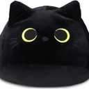 Cat Stuffed Animal Toy Pillow, Soft Plush Pillow, Black Cat Plush Toy, Gifts for Boys Girls Kids (20cm/7.8in)