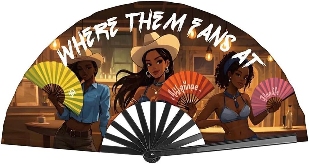 Boots on The Ground Hand Fan, Boots on The Ground Fan, Clap Fans for Line Dancing, Large Folding Hand Fan, Party, Dance Enthusiasts Gift (Brown)