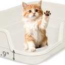 Extra Large Litter Box with Low Entry,Jumbo Cat Litter Box for Kitty and Senior Cats,Cat Box for Indoor Cats,Open Top Corner Litter Pan,Easy to Clean,23.6" L x 15.7" W x 5.9" H (White)