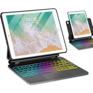 Magic for iPad 6th 5th Generation 2017 2018 Air 2 9.7inch Case with Keyboard, Trackpad Floating Rainbow Backlit TouchPad Keypad with Cantilever Magnetic Cover for iPad 5 6 Gen Black