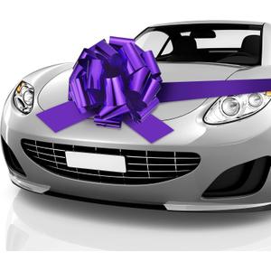 Zonon Big Car Bow 20 Inch Giant Car Bow with 20 ft Ribbon for Large Gift Wrapping New Houses Huge Present Birthday Christmas Decor(Glossy Purple)