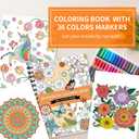 Adult Coloring Book Set,Spiral Bound Coloring Books for Adults Relaxation with 36 Colors Non-Toxic Markers, Anxiety Relief Gifts with 30 Patterns Included Mandala Animal Flowers