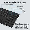 Wireless Keyboard and Mouse Combo, Silent Full-Size Computer Keyboard with Calculator Button, 2400 DPI Mice, Quiet Click, Slim Cordless USB Set for Laptop PC Windows Mac - Black