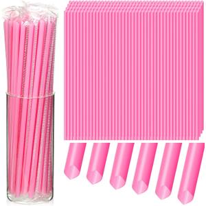 Gerrii 500 Pcs Pink Individually Wrapped Straws Extra Long 6 mm Plastic Drinking Straws Disposable for Party Restaurant Home Milkshakes Coffee Juice Beverage Smoothie (10)