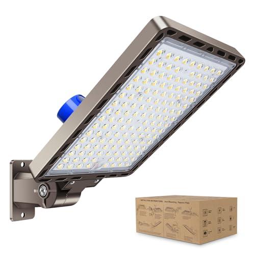 BIRITALO 350W LED Parking Lot Light Outdoor:Arm Mount 52500LM Super Bright Dusk to Dawn LED Shoebox Lighting Commercial 5000K 100-277V IP65 Waterproof Wall Floodlights for Park,Stadium,Barn,Yard