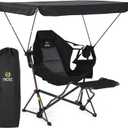 Nice C Hammock Chair with Canopy & Footrest, Portable Swinging Campping Chair with Shade, Folding Portable Umbrella Chairs, Rocking Camping Chairs, with Adjustable Canopy, Detachable Footrest