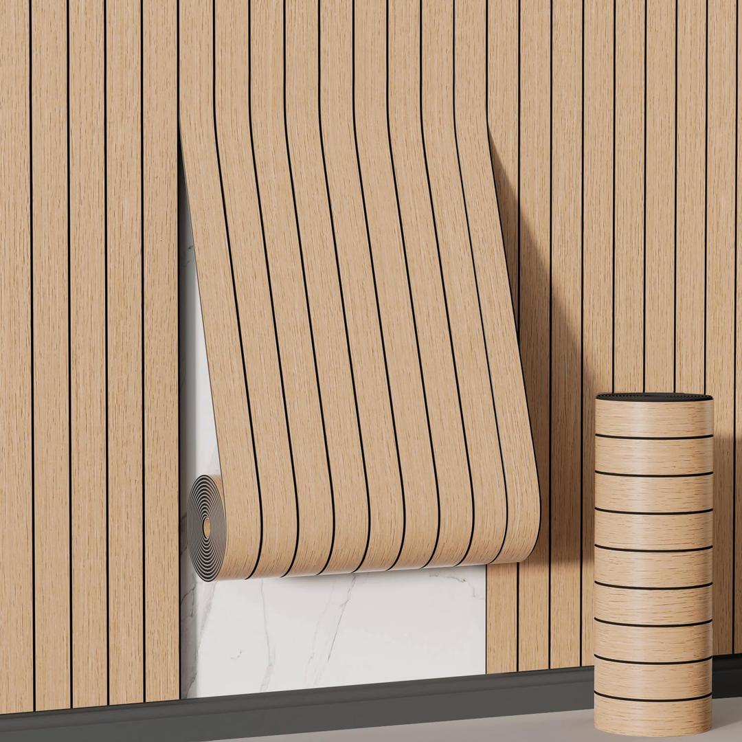 Arthome Peel and Stick Slat Wall Panels 15.7 "x240,Self-Adhesive PVC Wood Grain Wallpaper Panel,3D Thick Faux Soundproof Backsplash Accent Wall Tile for Walls & Furniture (Oak- Coverage 26 Sq.ft), 15.7" x 240", Oak