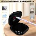 Adjustable Brightness Compact Mirror, Lighted Travel Mirror with 1X/10X Magnifying,Double Sided,Mini Dimmable Portable for Handbag and Pocket, USB C Charging,for Girls Women(Black)