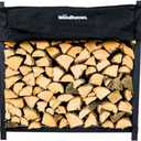 Woodhaven Black 4 Foot - Heavy Duty Made In USA - Indoor Outdoor - 1/4 Cord Firewood Storage Log Rack With Seasoning Cover Combo Set - Metal Log Storage - 48 x 48